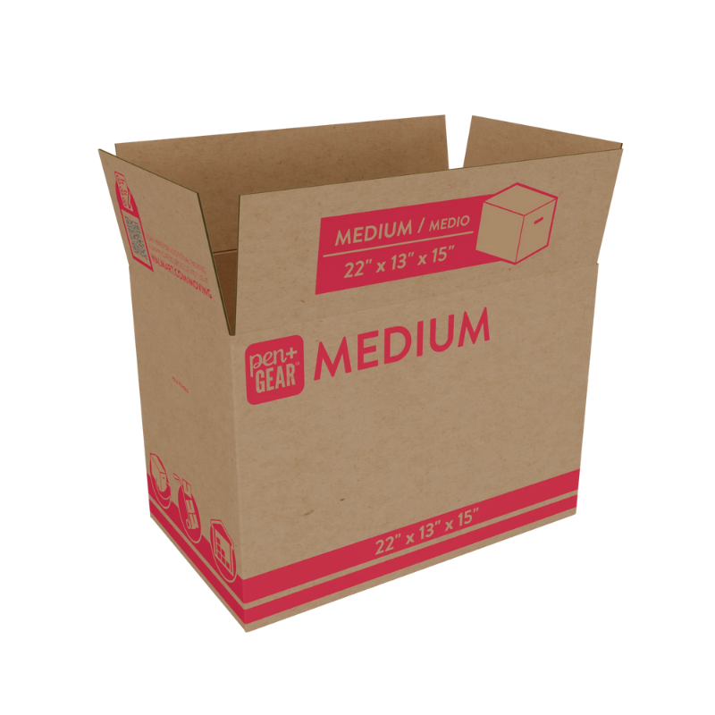 Pen+Gear Medium Moving Boxes, 22 in. L x 13 in. W x 15 in. H, Kraft