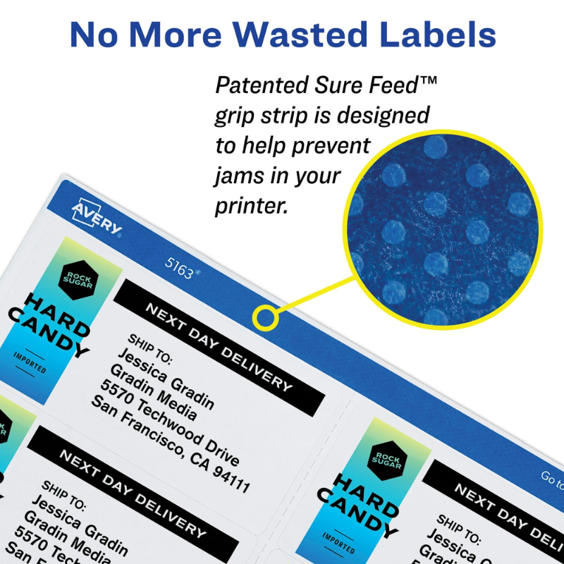 Avery Shipping Labels, 3-1/3" x 4", Paper, White, TrueBlock®, Laser/Inkjet, 60 Labels (15264)